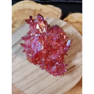 Rainbow Aqua Aura Quartz Crystal Cluster Points Titanium Coating .06lbs